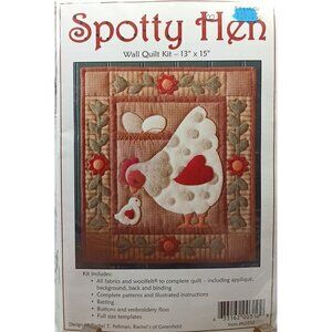 Spotty Hen Wall Quilt Kit 13" x 15" Rachels Of Greenfield Appliqué Buttons Embro